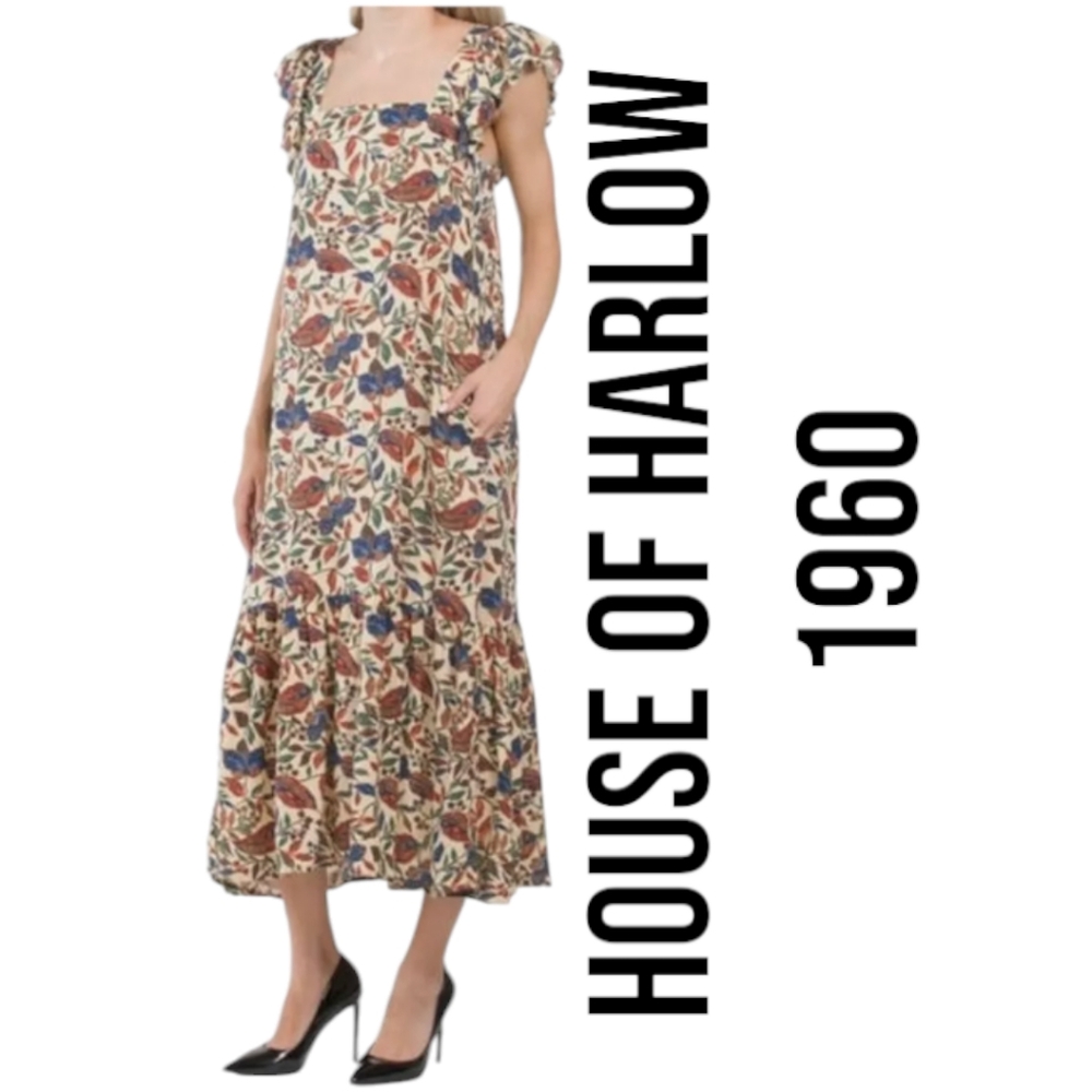 House of Harlow 1960 Sister Print Boho Maxi Dress Size XS